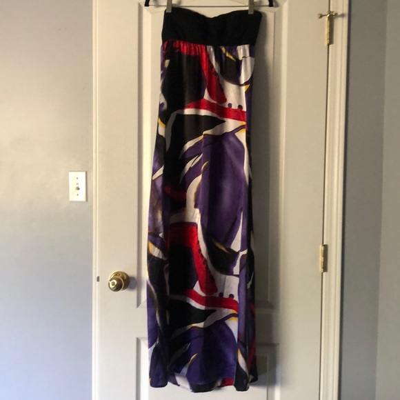 Geometric pattern strapless maxi dress - Picture 1 of 4